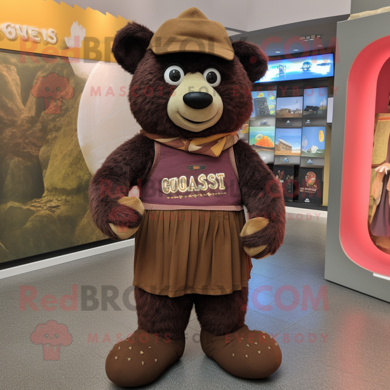 Brown Guinness mascot costume character dressed with a Corduroy Pants and Shawls Brown Guinness mascot costume character dressed with a Corduroy Pants and Shawls
