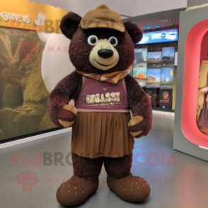 Brown Guinness mascot costume character dressed with a Corduroy Pants and Shawls