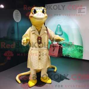 Cream Python mascot costume...