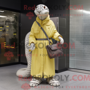 Cream Python mascot costume...