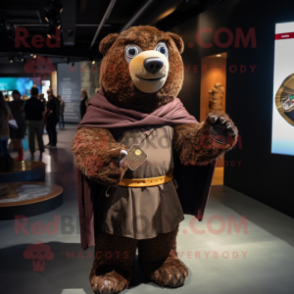 Brown Guinness mascot costume character dressed with a Corduroy Pants and Shawls