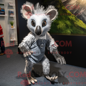 Sølv Aye-Aye maskot kostume...