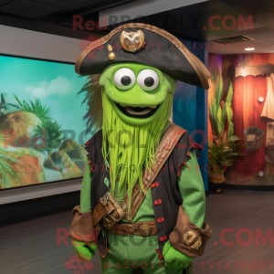 Grön piratmaskotdraktfigur...