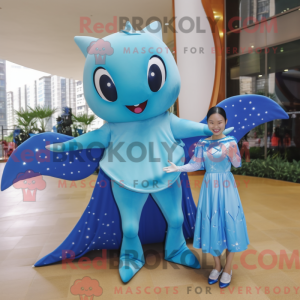 Sky Blue Manta Ray maskot...