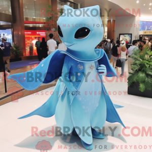 Sky Blue Manta Ray maskot...