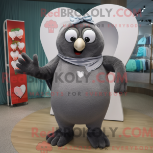 Gray Heart mascot costume...
