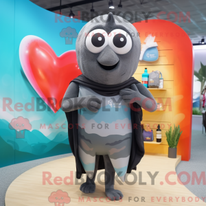 Grey Heart maskot kostume...