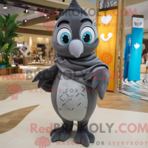 Grey Heart maskot kostume...