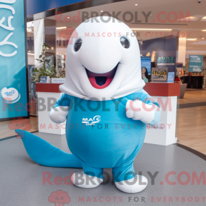 Cyan Beluga Whale maskot...