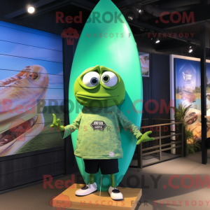Grøn Surfboard maskot...