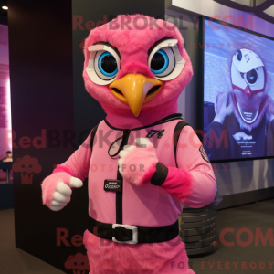 Pink Falcon maskot kostume...