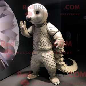 Mascotte de pangolin blanc...