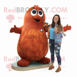Rust Seal mascot costume character dressed with a Mom Jeans and Earrings