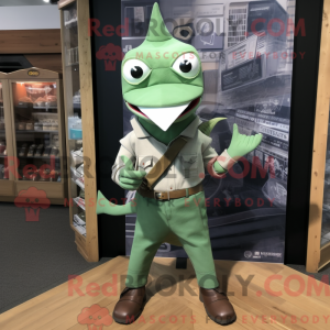 Grøn sværdfisk maskot...