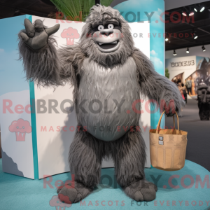 Grå Sasquatch maskot...