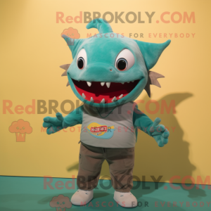 Teal Shark Maskottchen...