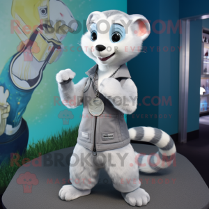 Silver Ferret maskot kostym...