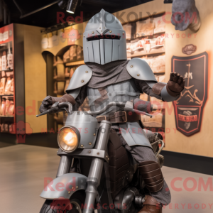 Gray Medieval Knight mascot...