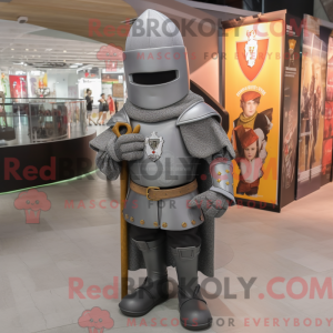 Gray Medieval Knight mascot...