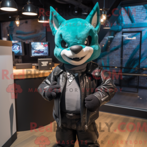 Teal Bat mascottekostuum...