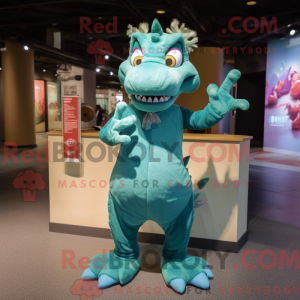 Teal Dragon maskot kostume...