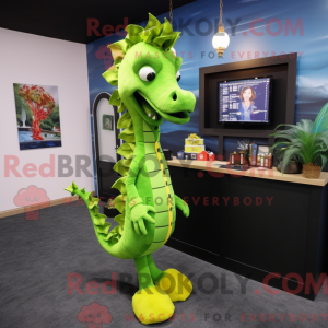 Lime Green Seahorse maskot...