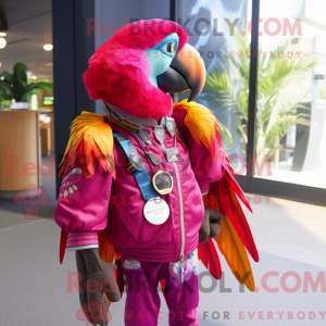 Magenta Ara Maskottchen...