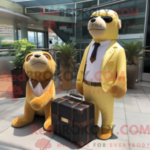 Gold Sea Lion maskot drakt...