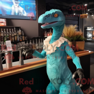 Turkis Velociraptor maskot...