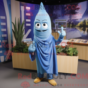 Blå asparges maskot kostyme...