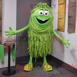 Limegrøn spaghetti maskot...