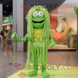 Limegrøn spaghetti maskot...