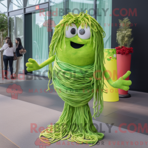 Limegrøn spaghetti maskot...