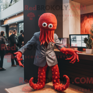 Rød Kraken-maskotdraktfigur...
