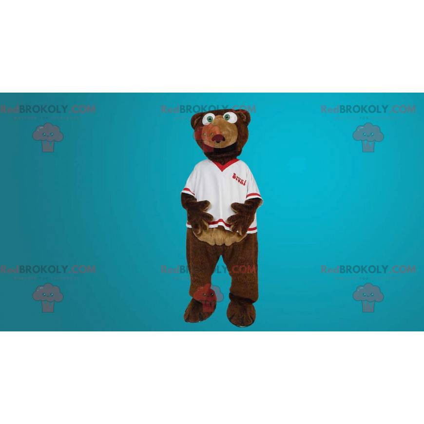 Brown bear maskot hold supporter - Redbrokoly.com