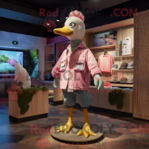 Rosa gjess maskotdraktfigur...