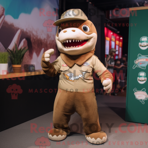 Brown Shark-mascottekostuum...
