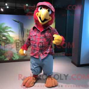 Maroon Macaw maskot kostume...