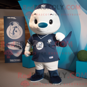 Navy Narwhal mascot costume...