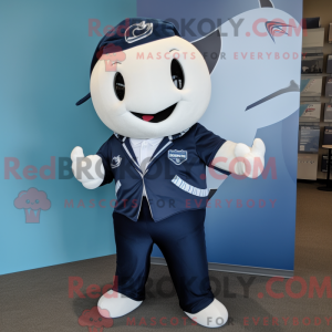 Navy Narwhal mascot costume...
