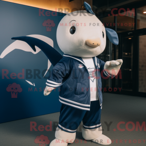 Navy Narwhal mascot costume...