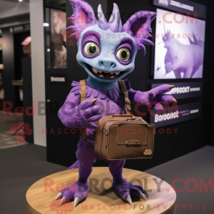 Fantasia de mascote Chupacabra roxa com macacão e pastas - Mascotes chupacabras - REBROKO_338240 - RedBrokoly.com