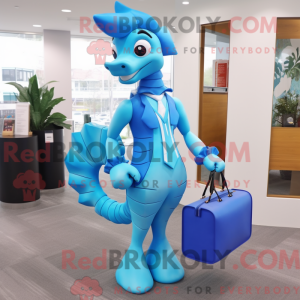 Sky Blue Seahorse mascotte...