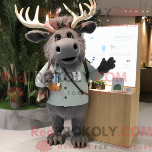 Grå elg maskot kostume...