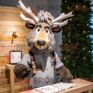 Grå elg maskot kostume...