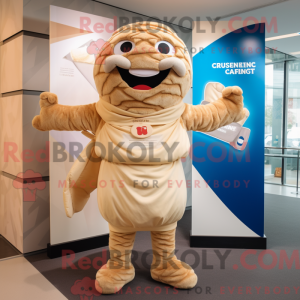 Beige Croissant mascot...