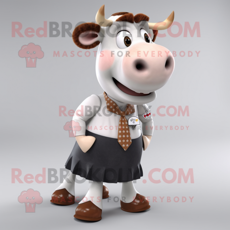nan Hereford Cow mascot costume character dressed with a Pencil Skirt and Cufflinks nan Hereford Cow mascot costume character dressed with a Pencil Skirt and Cufflinks