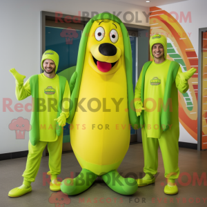 Lime Green Hot Dogs mascot...