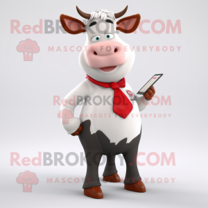 nan Hereford Cow mascot costume character dressed with a Pencil Skirt and Cufflinks