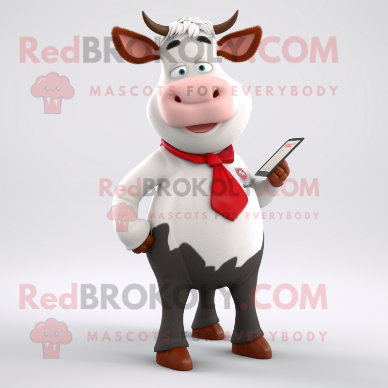 nan Hereford Cow mascot costume character dressed with a Pencil Skirt and Cufflinks nan Hereford Cow mascot costume character dressed with a Pencil Skirt and Cufflinks